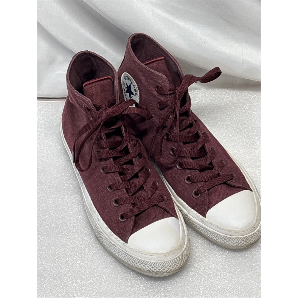 Converse Unisex Maroon Canvas Chuck Taylor II All Star Hi Top, Mens Sz. 8.M